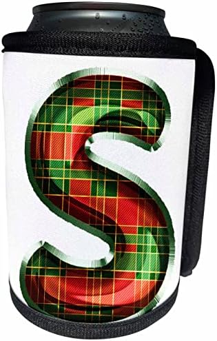 3Drose Slatka crvena i zelena božićna karirana monogram Početna s - Can Cooler Wrap boca