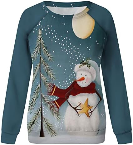 XiaoJmake Women Snowman Božićna dukserica Smiješni gmaz gnomi Crewneck xmas odmor dugi rukavi pulover vrhovi
