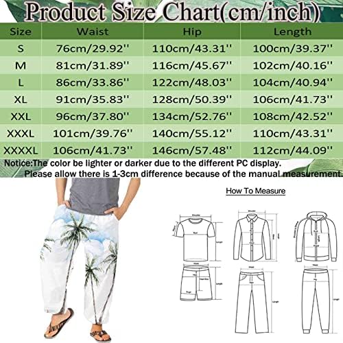 Muške hlače s džepovima ljeto labave fit boho vrećane ležerne znojne hlače za kravate elastično struk ravne noge plaže hlače