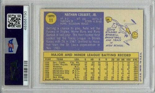 1970. Topps 11 Nate Colbert Baseball Card SD Padres PSA 7 Centrirani NM u blizini metvice - Slabed bejzbolske karte