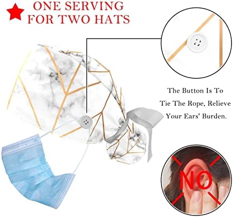 Radni šešir s gumbima i vrpcama za žene 2 paketa, jesenski jesenski list podesivi unisex kirurški kapica za piling kapa