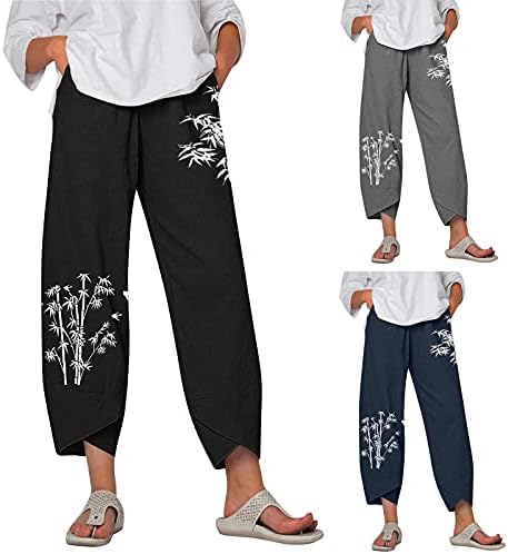 Firero ljetne hlače za žene, high struka ležerne hlače labave hlače za noge Wide Nog Women Print Beach Capri hlače