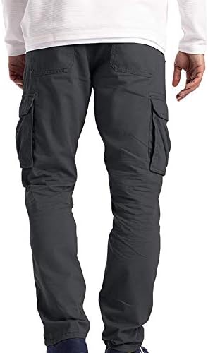 Bobt muške teretne hlače Čvrsta boja povremeni višestruki džepovi izvlačenje vanjskih fitnes hlača s fitnes hlače tamno sive