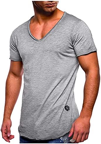 Leiyan muške košulje za mišićne majice Ljetni kratki rukav plus size V-izrez na otvorenom majice za trčanje