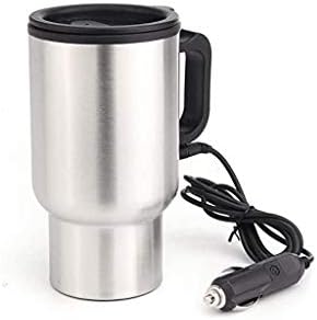 Gppzm 12v grijanje automobila grijana šalica, 450 ml nehrđajućeg čelika električna šalica kave izolirana grijana termos šalica