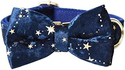 Xiulaiq duboko plavi baršunasti ovratnik i povodac set za božićne zlatne sjajne zvijezde prilagođene id ogrlice za kućne ljubimce s