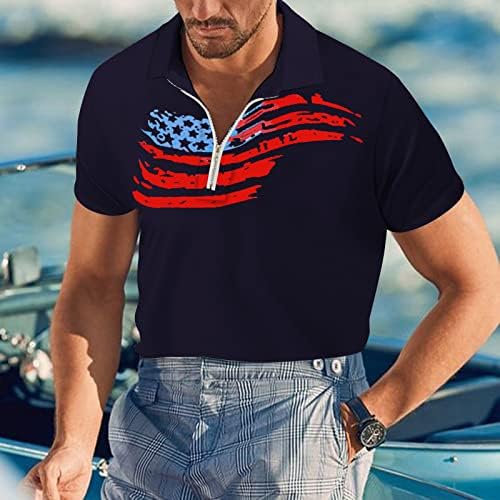 Hddk muške domoljubne polo majice Zipper ovratnik ljetni kratki rukav golf vrhovi 4. srpnja američka zastava Rad casual majica