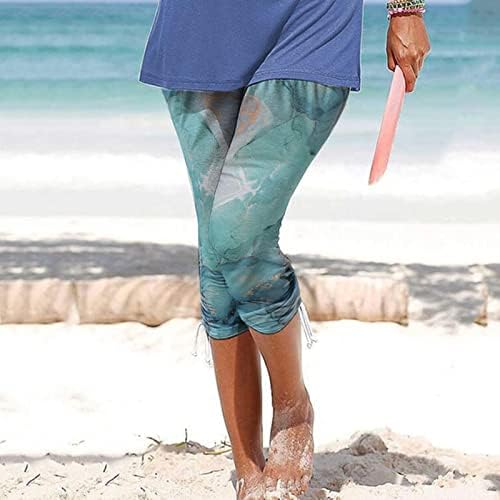 Capri hlače za žene Palazzo Lounge Lagana tiskana izvlačenja Ljetna dna cvjetne ležerne hlače na plaži