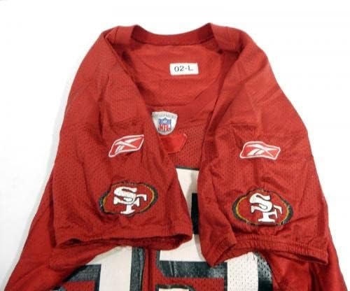 2002 San Francisco 49ers John Engelberger 95 Igra Korištena crvena praksa Jersey L 60 - Nepotpisana NFL igra korištena dresova