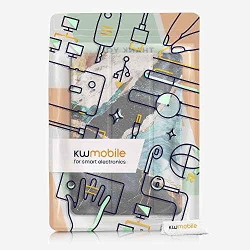 KWMobile futrola kompatibilna sa Samsung Galaxy Tab S7 Plus/Tab S7 Fe - PU kožna tableta Smart COVER SA STANOM - MARBLO ZLATO/BIJELO/BLUE