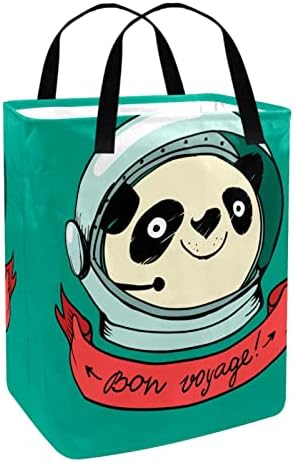Crtani panda astronaut sa zelenim printom sklopiva košara za rublje 60L vodootporne košare za rublje košara za pranje odjeće igračke