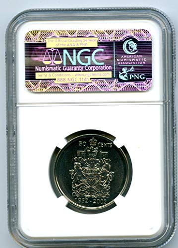 2002 P Kanada 50 Cent Jubilee Poprsja Old Brown Label Registar Kvaliteta pola dolara MS67 NGC