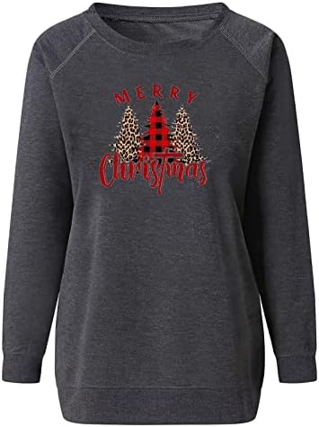 Ženske božićne košulje moda 2023 Novogodišnja košulja dukserice dugih rukava Neubojni džemper Kabed božićni vrhovi drveća