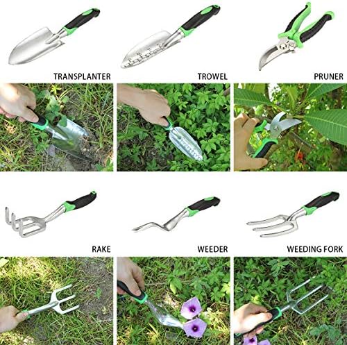 Set alata za vrtlarstvo od glaričnog vrtlara 10 kom, aluminijski vrtni ručni alati postavljeni teškim vrtnim rukavicama, lopaticama