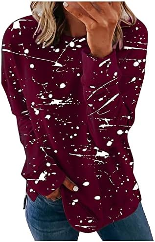 Ženske boje blok Print Twishirts Twishirts Crewneck Pulover košulje dugih rukava bluze 2022 Trendi zimska odjeća