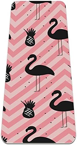 Crni Flamingo i ananas na ružičastoj pozadini visokokvalitetna gusta prostirka za jogu od ekološke gume za zdravlje i kondiciju Protuklizna