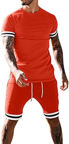 Muški tracksuits u boji blok 2 komada odjeće majice kratkih rukava i kratke hlače Sportski setovi casual stilski setovi za znoj