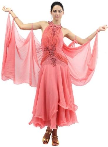 Smarts plešu ženske seksi bale Modern Waltz Tango glatke standardne plesne haljine Foxtrot Pink: SK-BD20