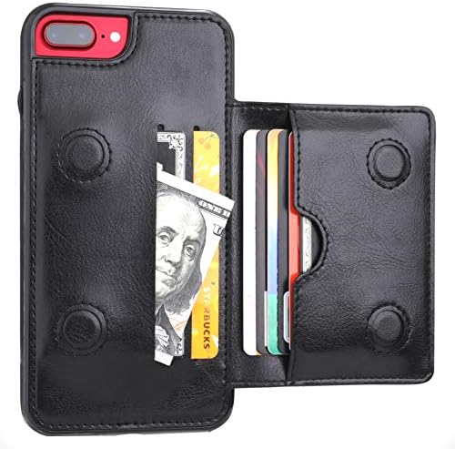 Torbica-novčanik KIHUWEY za iPhone 7 Plus Torbica-novčanik za iPhone 8 Plus nositelj kreditne kartice, kožni stalak premium klase,