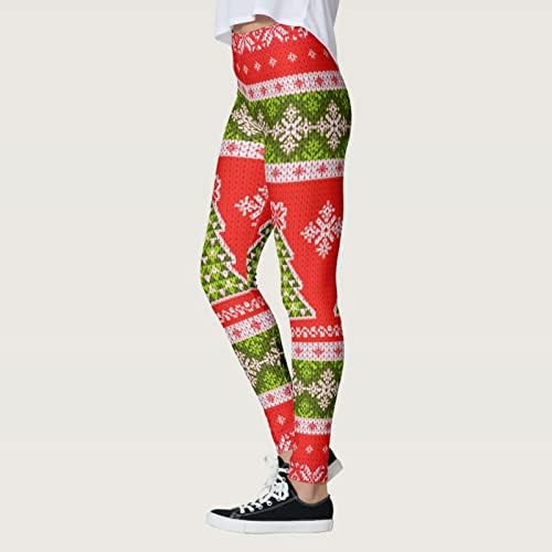 Ružna božićna gamaša s visokim strukom za žene plus gamaše gnome trbuh kontrola treninga trčanje sportske joga hlače