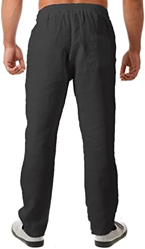 Meymia muške pamučne lanene hlače Čvrsta boja Srednje uspona Slim Fit String Elastic Elastic Cuned Suned Pastiri Sweatpants