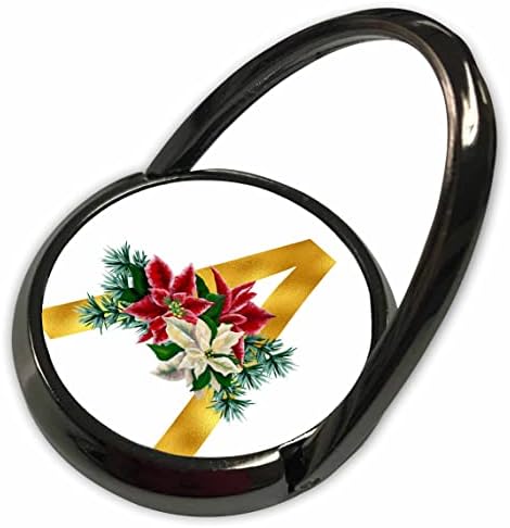 3Drose Božićna cvjetna slika zlatnog monograma Početna A - Telefonske prstenove