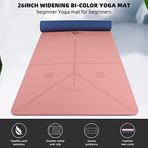 Prostirka za jogu - prostirka za jogu s linijama za poravnavanje, neklizajuća teksturirana prostirka za jogu visoke gustoće, mekana