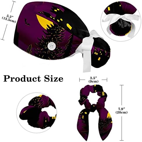 Halloween Witch Bats Vampiri Podesivi radni poklopac s gumbima/pramčanom kosom škakljivi s pranjama za pranje znoja