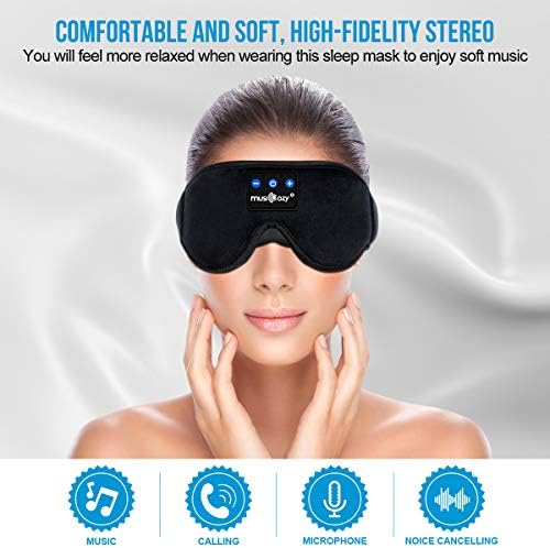 Musicozy Sleep slušalice Bluetooth 5.2 Prozračni prozračni 3D slušalice za spavanje, bežične maske za oči za spavanje za bočne spavače