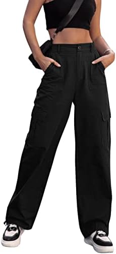 Ženske teretne hlače visokog struka, široke casual hlače sa 6 džepova, vojne hlače u vojnom stilu