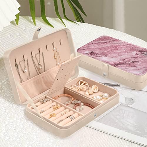 Innewgogo ružičasta mramorna tekstura mala kutija za nakit PU Organizator Organizator za skladištenje prstena za poklon za poklon za
