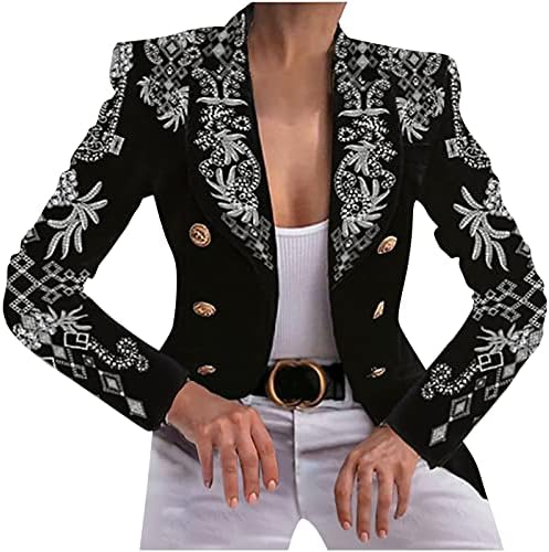 Ženske cvjetne jakne za žene za ženske casual blejzere Radni gumb Otvorena prednja jakna odijelo vanjske odjeće
