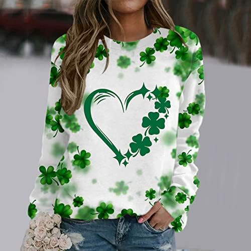 CGGMVCG St. Patricks Day majice za žene dugi rukavi ženke casual posade vrat Shamrock majice dame sveti Patricks Dan vrhova
