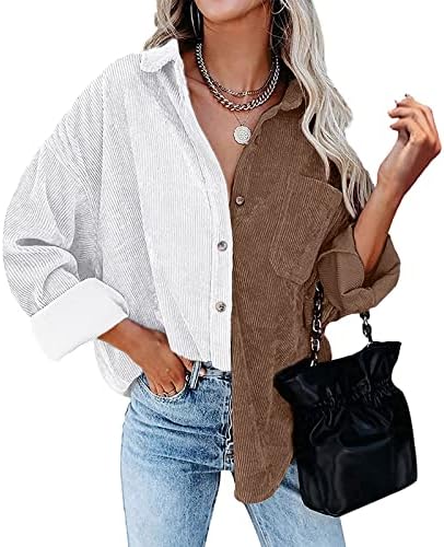 Pimelu Žene košulja s gumbom za rever dugi rukavi dugi rukavi labava majica košulja dugih rukava kratka jakna dugi rukavi