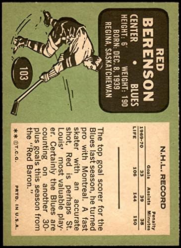 1970. Topps 103 Red Berenson St. Louis Blues NM Blues