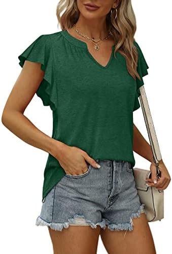 Ženska bluza s kratkim rukavima modna moda casual v-izreka solidna boja ljetna udobna bluza bluza