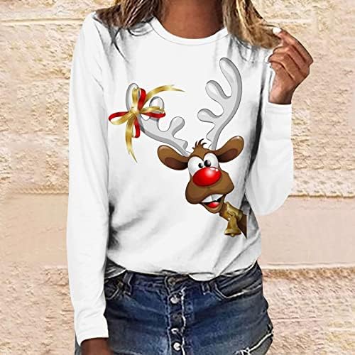 Džemperi za žene posade vrat snjegovića uzorak tenk vrhovi ukupni retro uniformi ženke majice u trendu