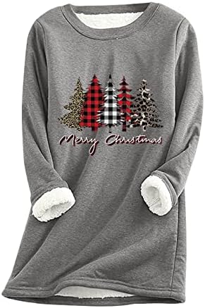 Žene topli šerpa obložena runa dukserica pulover salon za božićno drvce print zimska tunika casual mekani vrhovi creve