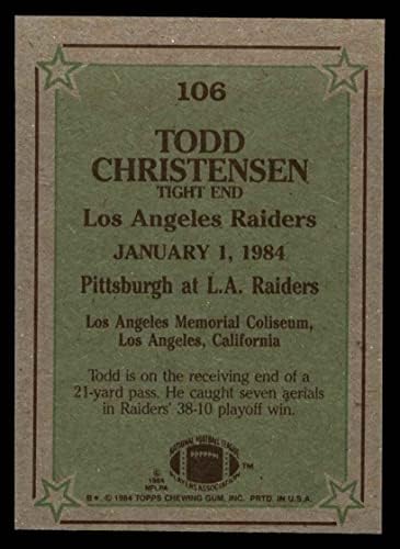 1984. Topps 106 Instant Odgovor Todd Christensen Los Angeles Raiders NM/MT Raiders BYU