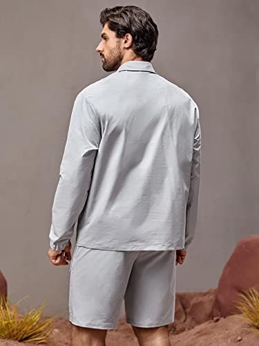 Fioxa dvodijelna odjeća za muškarce muškaraca Pola jakna s zip jaknom i slovima zakrpane kratke hlače