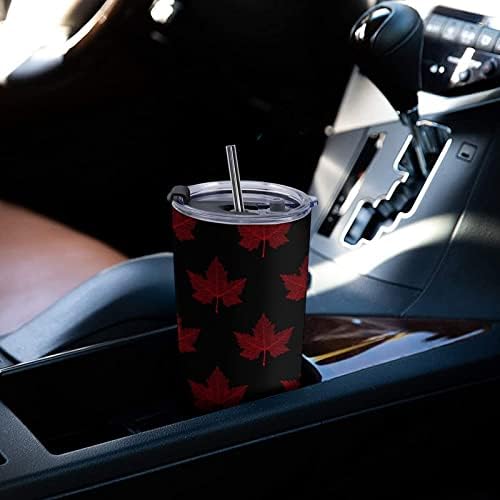 Crveni javorov list kave za kavu 600 ml automobila automobila sa slamkom okrenuti gornji gornji od nehrđajućeg čelika putnička šalica