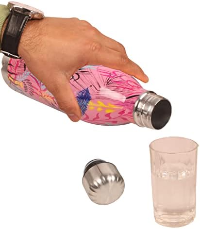 INDTRESOR ručno izrađeni indijski emajlirani ružičasti bazni motivi motivi čisti čelik dvostruko izolirani zaštitni zidovi boca s propusom