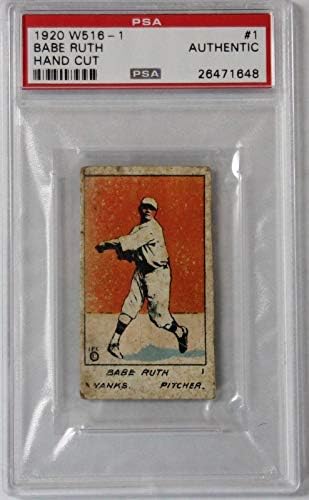 Predratna karta 1920. W516-11 Babe Ruth Ručno izrezana New York Yankees PSA Autentična-Banzinski ploča s pločama s bejzbolom