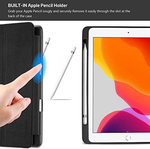 Procuse iPad 10.2 Slučaj s držačem olovke i mekim stražnjim poklopcem TPU -a, Slim stabilnim stajalištima zaštitni slučaj za 10,2 iPad