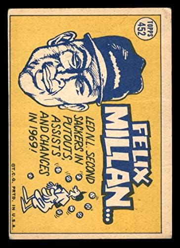 1970. Topps 452 All-Star Felix Millan Atlanta Braves Fair Braves