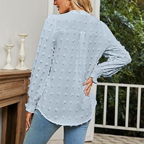Nokmopo ženski vrhovi modni jacquar pletenje labave košulje s V-izrezom džep s dugim rukavima Gornji proljetni košulje