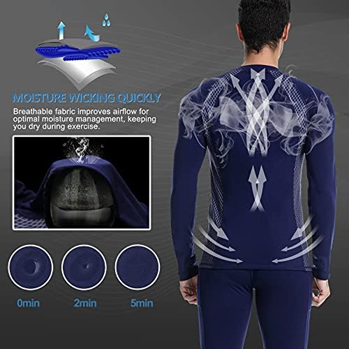 Toplotne majice za muškarce, osnovni sloj s podstavom od flisa dugih rukava, zimski topli kompresijski vrhovi za skijanje, trčanje