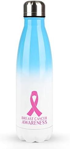 Ružičasta svijest o raku dojke izolirana boca s vodom od nehrđajućeg čelika koka za pijenje šalice s propusnim poklopcem za vruće i