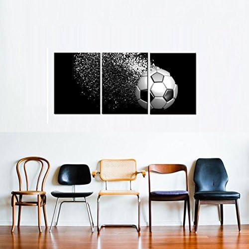 Crno-bijeli pljusak nogomet nogometne lopte zidni umjetnički plakati otisci na omotanim okvirima 3 komada za dječake dječji pokloni